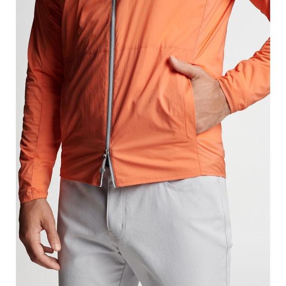 Peter Millar Hyperlight Gust Windbreaker Jacket Golf Hooded Nylon Orange Size L - Picture 5 of 6